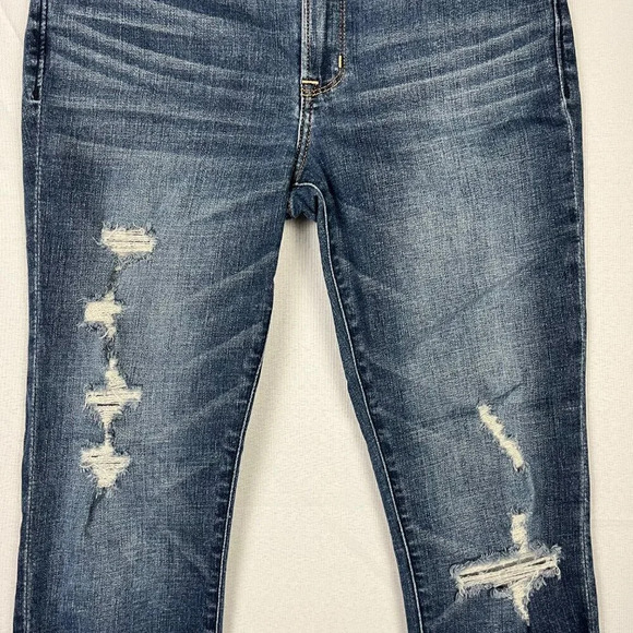 Abercrombie‎ Harper Ankle Distressed Skinny Jeans Dark Wash 26 Short Cut Off Hem - Picture 4 of 15